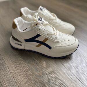 Women's Cream and Blue Sneakers